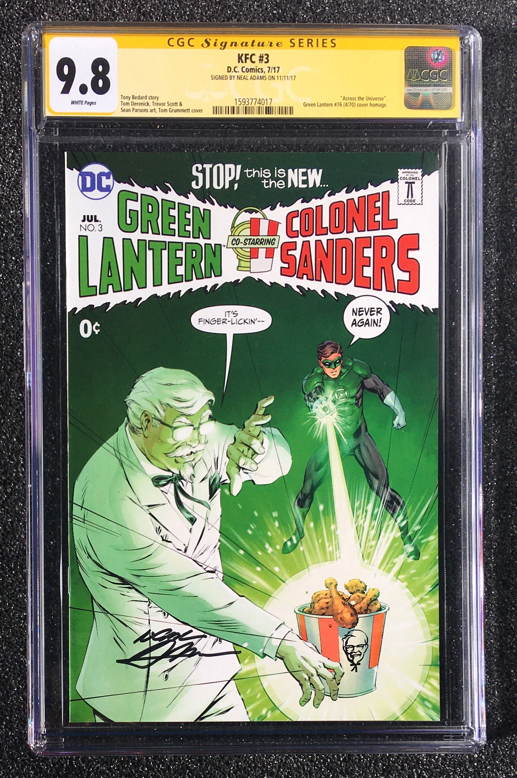 CGC 9.8 SS Neal Adams KFC # 3 (Green Lantern Green Arrow # 76 
