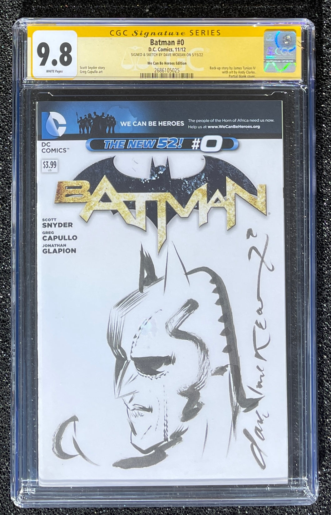 CGC 9.8 SS Batman # 0 Dave McKean Batman Sketch
