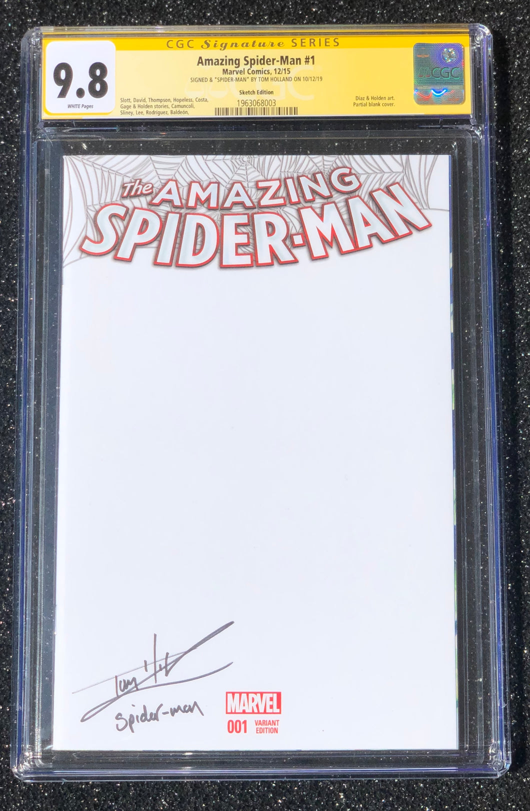 CGC 9.8 SS Amazing Spider-Man # 1 Tom Holland Blank Cover