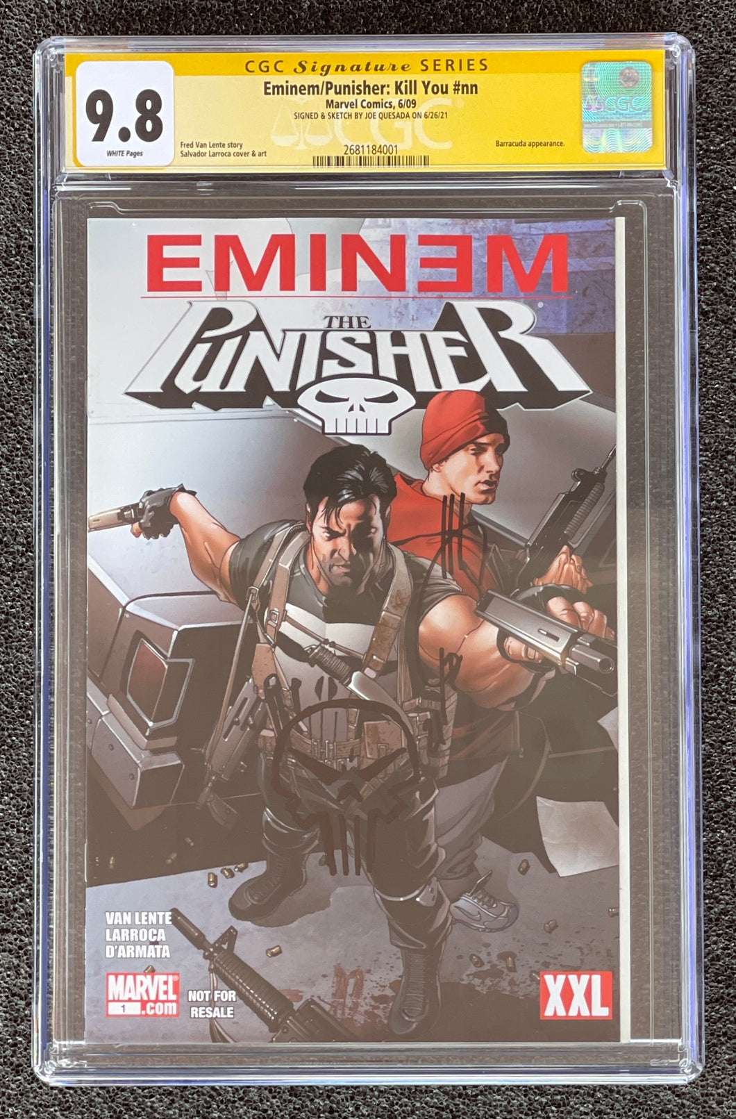 CGC 9.8 SS Quesada sketch Eminem Marvel Punisher XXL Comic Book “Kill You”